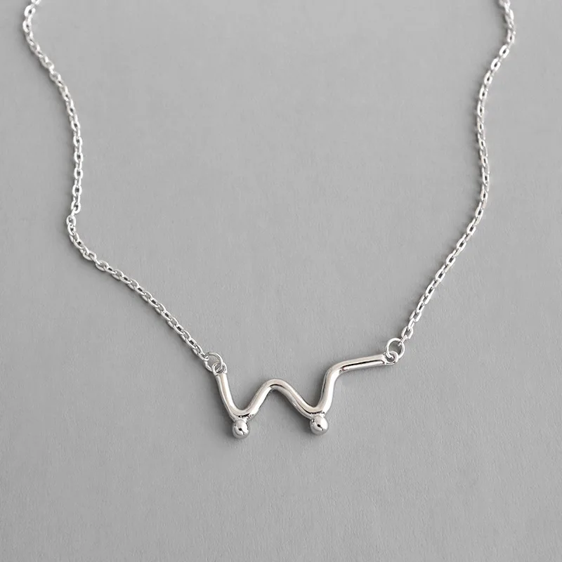 

Xt184 Korean-style S925 Fine Silver INS Wind Origional Designer-Simple Lines WOMEN'S Necklace Charm