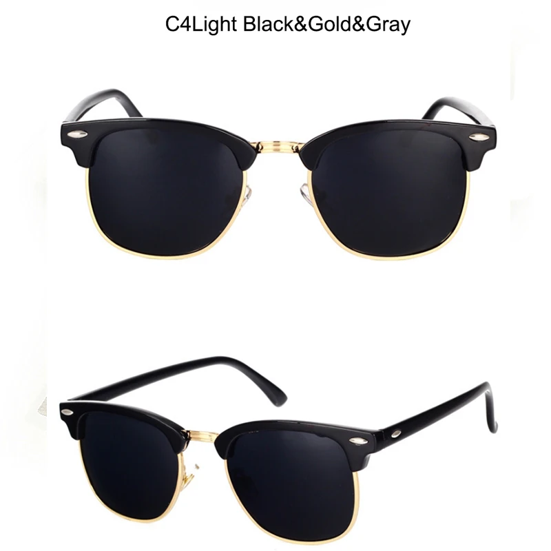 RBROVO, поляризационные Винтажные Солнцезащитные очки без оправы, фирменный дизайн, женские/мужские классические солнцезащитные очки Oculos De Sol Gafas, Ретро стиль - Цвет линз: black gold gray