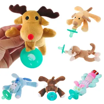 

Brand New Toddler Infant Baby Boy Girl Kid Soothie Silicone Pacifiers Cuddly Plush Animal Plush Toy Soothes Silicone Pacifier