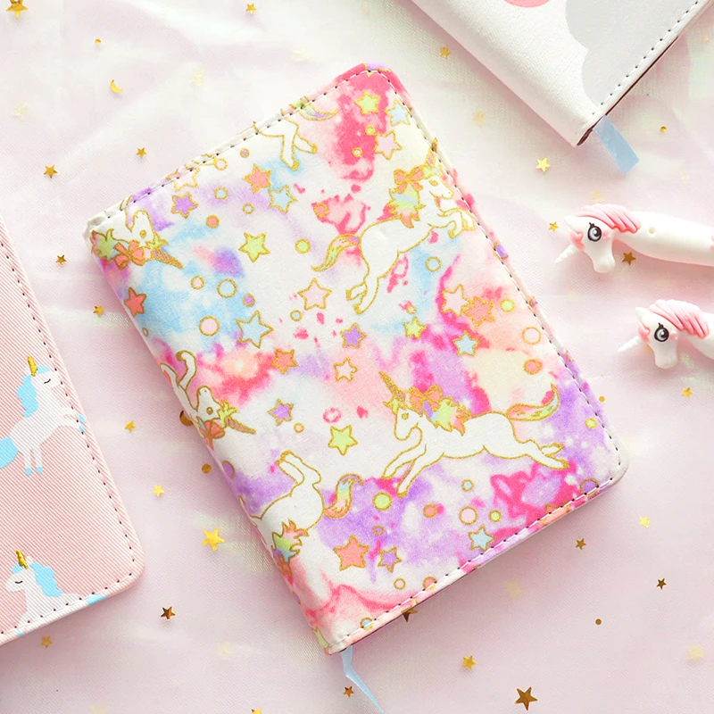 Kawaii Единорог записная книжка планировщик повестки дня тканевый чехол ежедневник