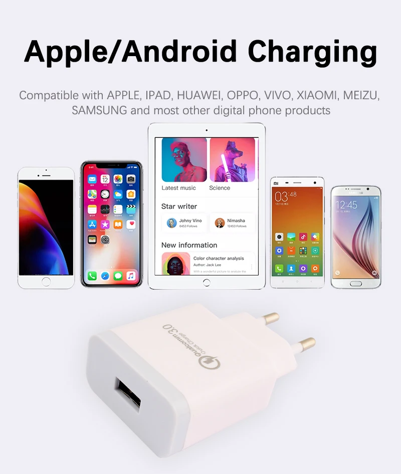 3.5A Быстрая зарядка 3,0 USB зарядное устройство 18 Вт Портативная зарядка ЕС настенный мобильный телефон быстрое зарядное устройство для iPhone samsung huawei Xiaomi