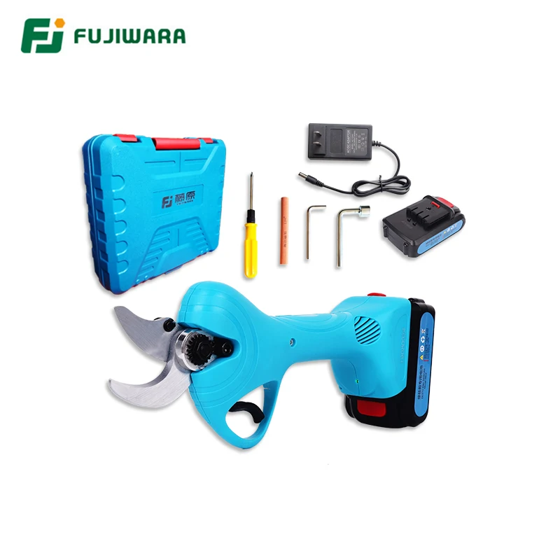 21V two batteries FUJIWARA 16,8 V/21 V литиевая серпы шпалерные ножницы Максимальная отделка Диаметр 25-30 мм Подрезка растений в садоводстве инструмент - Цвет: 21V two batteries