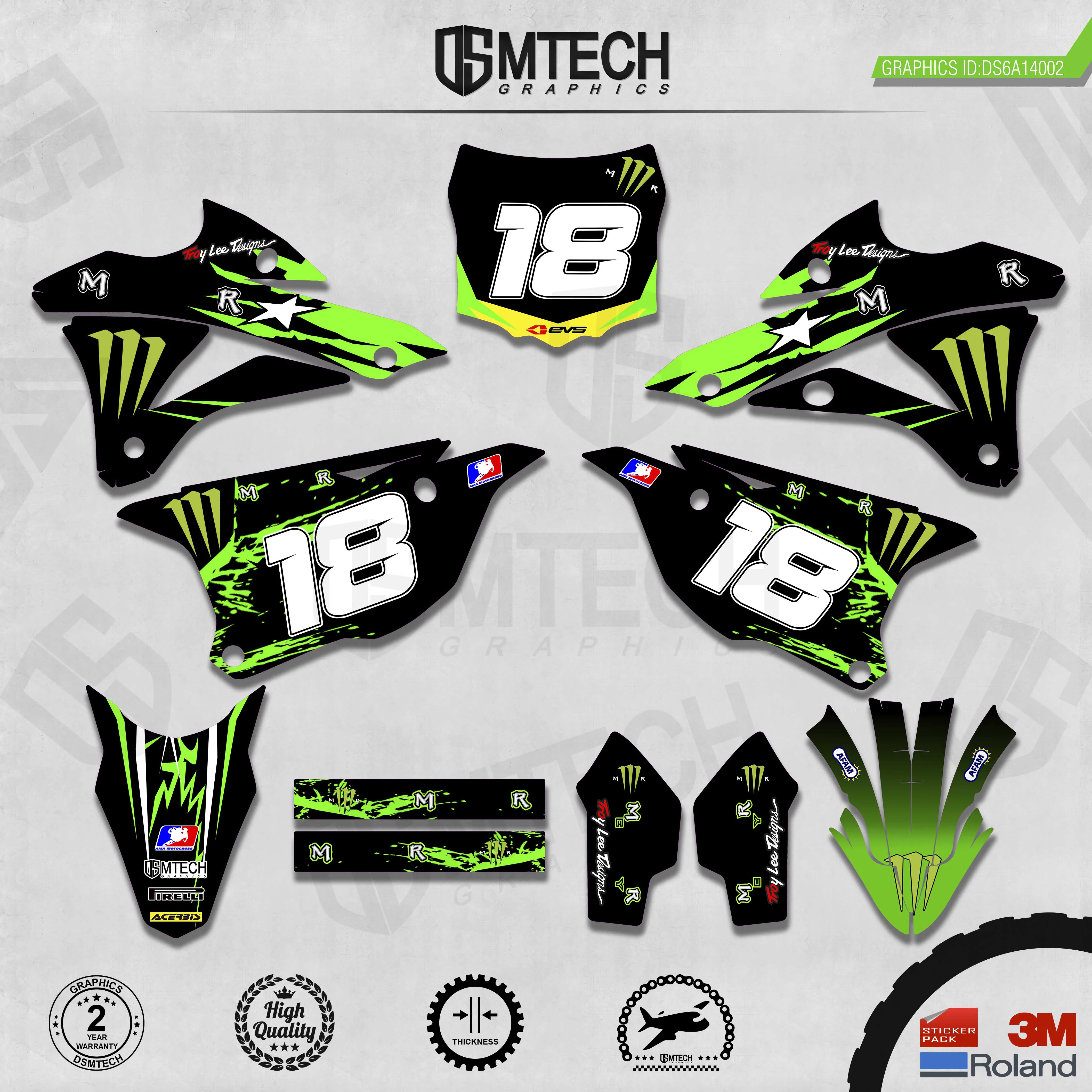 

DSMTECH Customized Team Graphics Backgrounds Decals 3M Custom Stickers For KAWASAKI 2014 2015 2016 2017 2018 2019 KX85-100 002