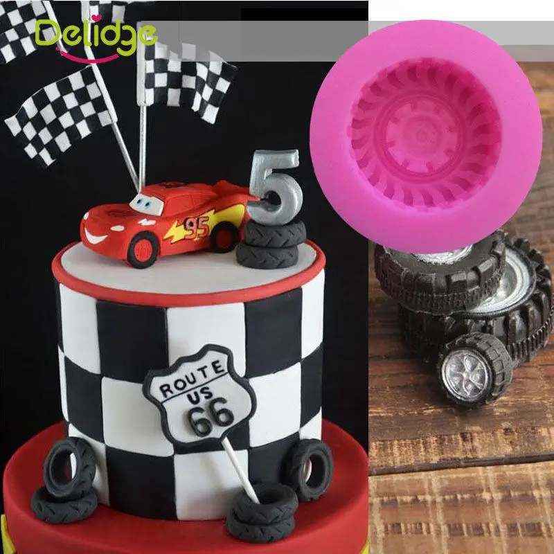DishyKooker 3D шины колеса силиконовые формы DIY сахар шоколад помадка торт форма для выпечки кекса
