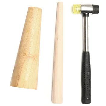 

3pcs Wooden Round Bracelet Bangle Finger Ring Stick Mandrel Jewelry Repair Tool Kit With Hammer For Jewellery Making Shaping