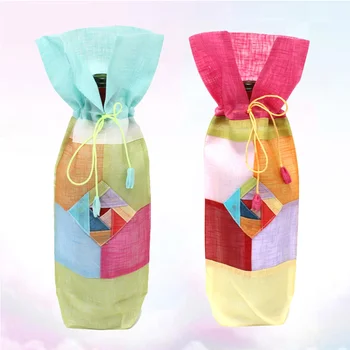 

2pcs Wine Bottle Cover Decorative Practical Stylish Pretty Chinese Style Cloth Wine Bottle Cover Wine Bottle Decoration Champagn