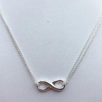 

1: 1 925 Sterling Silver High-End Infinite Love 8 Font Pendant Necklace Women Logo Original Brand Jewelry Wedding Valentine Gift