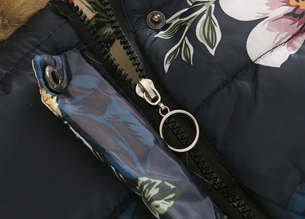 TELOTUNY-зимние теплые пуховики для девочек Детская плотная теплая верхняя одежда с цветочным принтом Одежда для детей ветрозащитные пальто для маленьких девочек 927