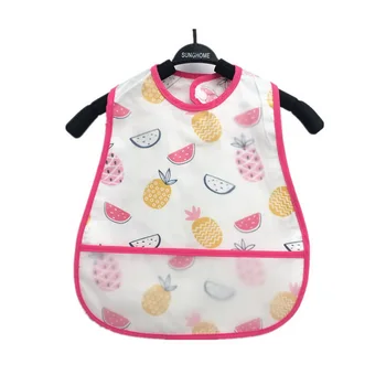 

DHL 100pcs Baby EVA Waterproof Lunch Bibs Cartoon Fruits Printing Infants Bibs Boys Girls Feeding Burp Cloths Apron