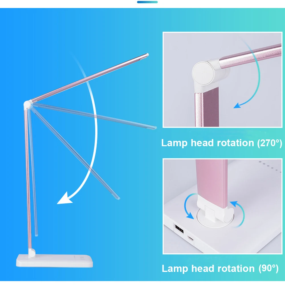 Светодиодный сенсорный Настольный светильник с защитой глаз, пять файлов, Затемняющая Складная Настольная лампа, креативная настольная лампа для чтения