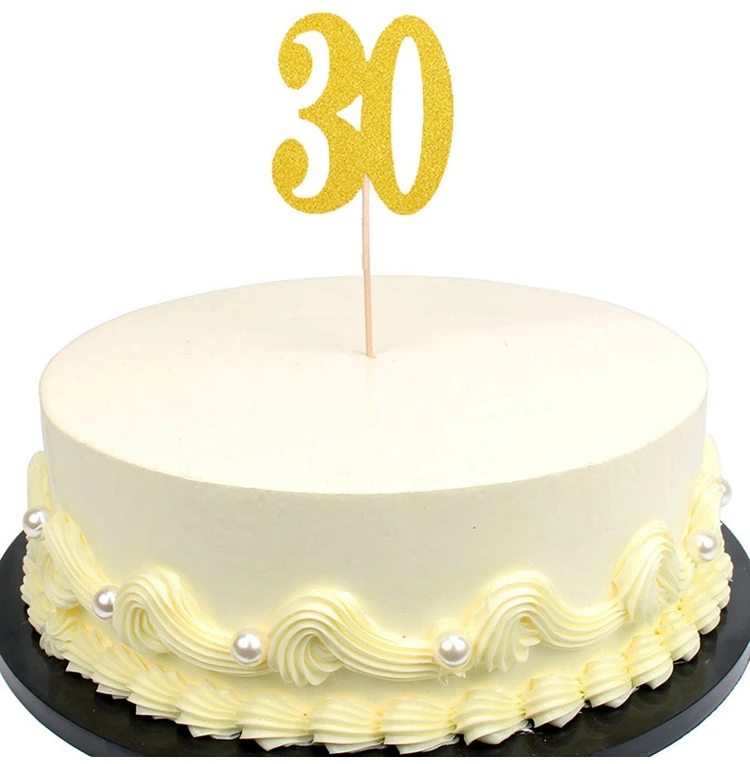 6 шт Золотая блестящая бумага торт для капкейка-10 20 30 40 50 60 70, 80, 90, 100 лет День рождения украшения 30th 50th для взрослых