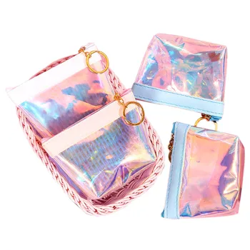 

Holographic Coin Purse Bag Transparent Laser Jelly Key Coin Cute Wallet Change Bag