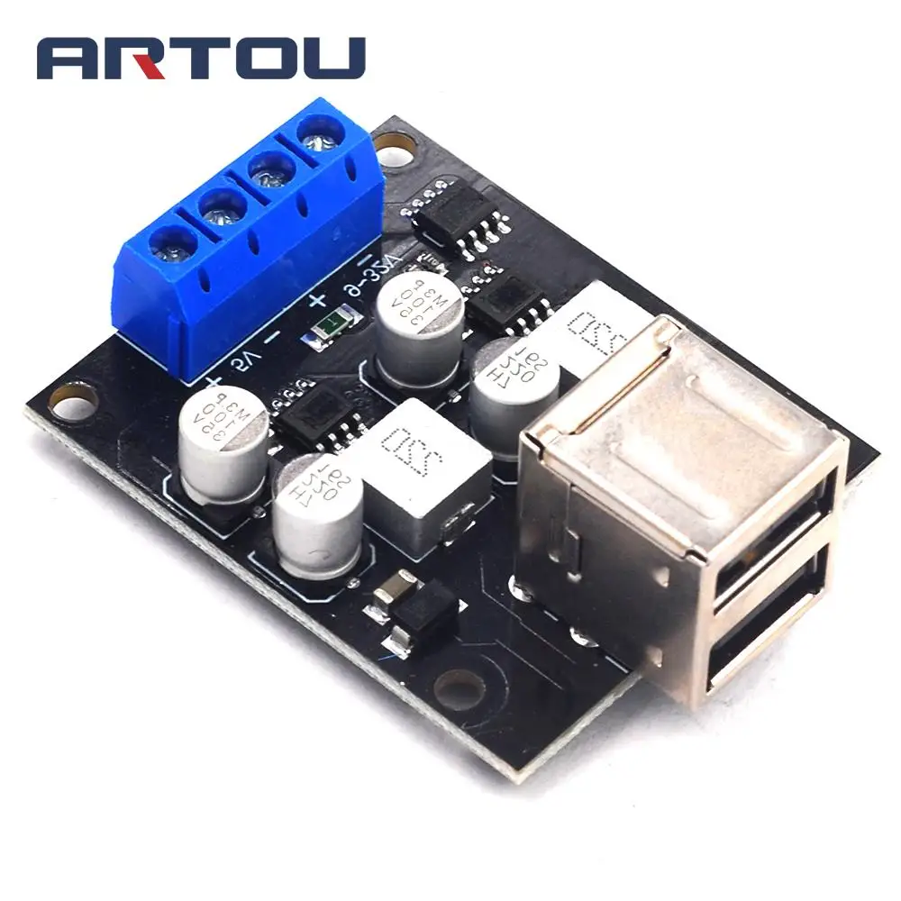 DC-DC 2 канала Dual USB 2X3A 9 V-32 V постоянного тока 12 В 24 до 5 понижающий преобразователь