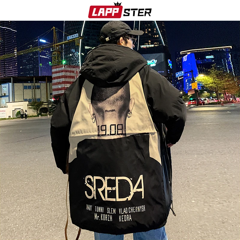 

Men Streetwear Hip Hop Winter Jacket 2019 Mens Harajuku Long Coat Windbreaker Parka Male Bubble Funny Hooded Jackets