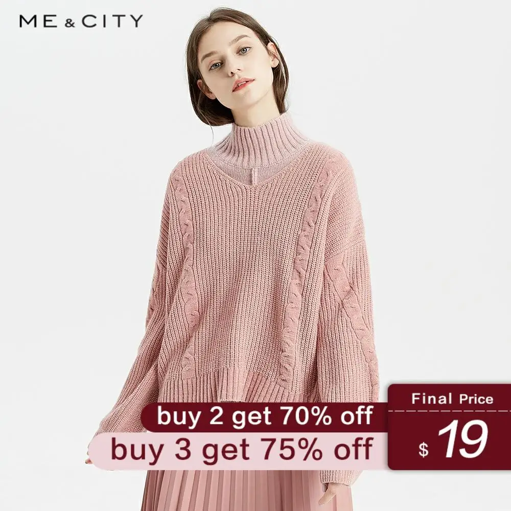 

ME&CITY 2019 Cashmere Chic Knitted Sweater Women Pullovers Autumn Winter Basic Women Sweaters Official Lady Fashion Fit