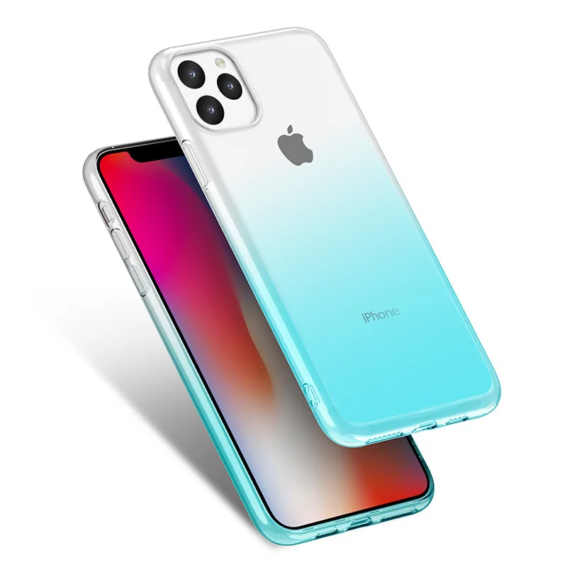 100 шт цветной градиентный Мягкий ТПУ силиконовый гелиевый чехол для iPhone 11 Pro Max XS XR X 8 7 6 6S Plus ультратонкий противоударный чехол