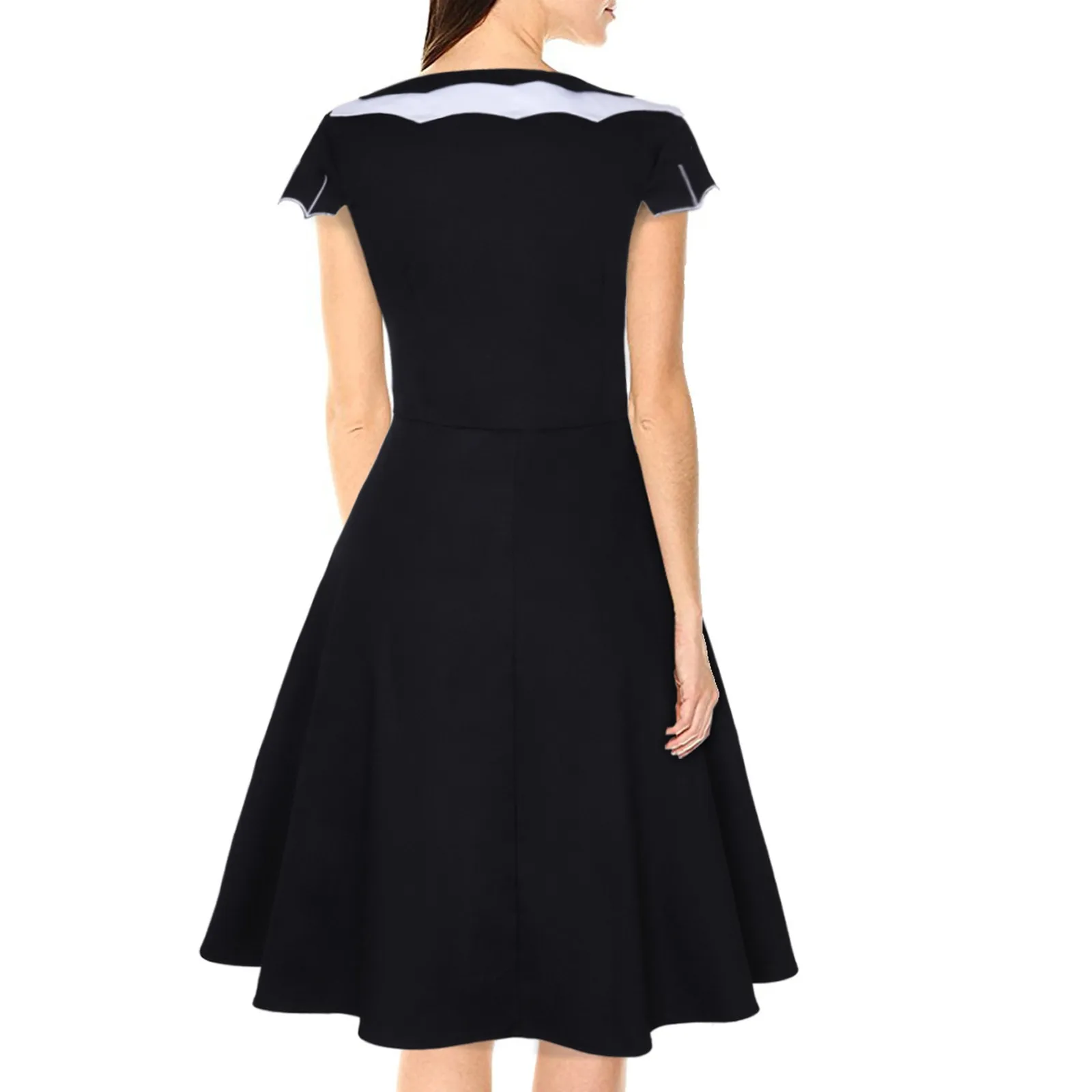 dresses for Women 2021 Fashion Bat Embroidery Halloween Costumes Party Vintage Dress Cap Sleeve Keyhole Retro A Line Boho Dress 2