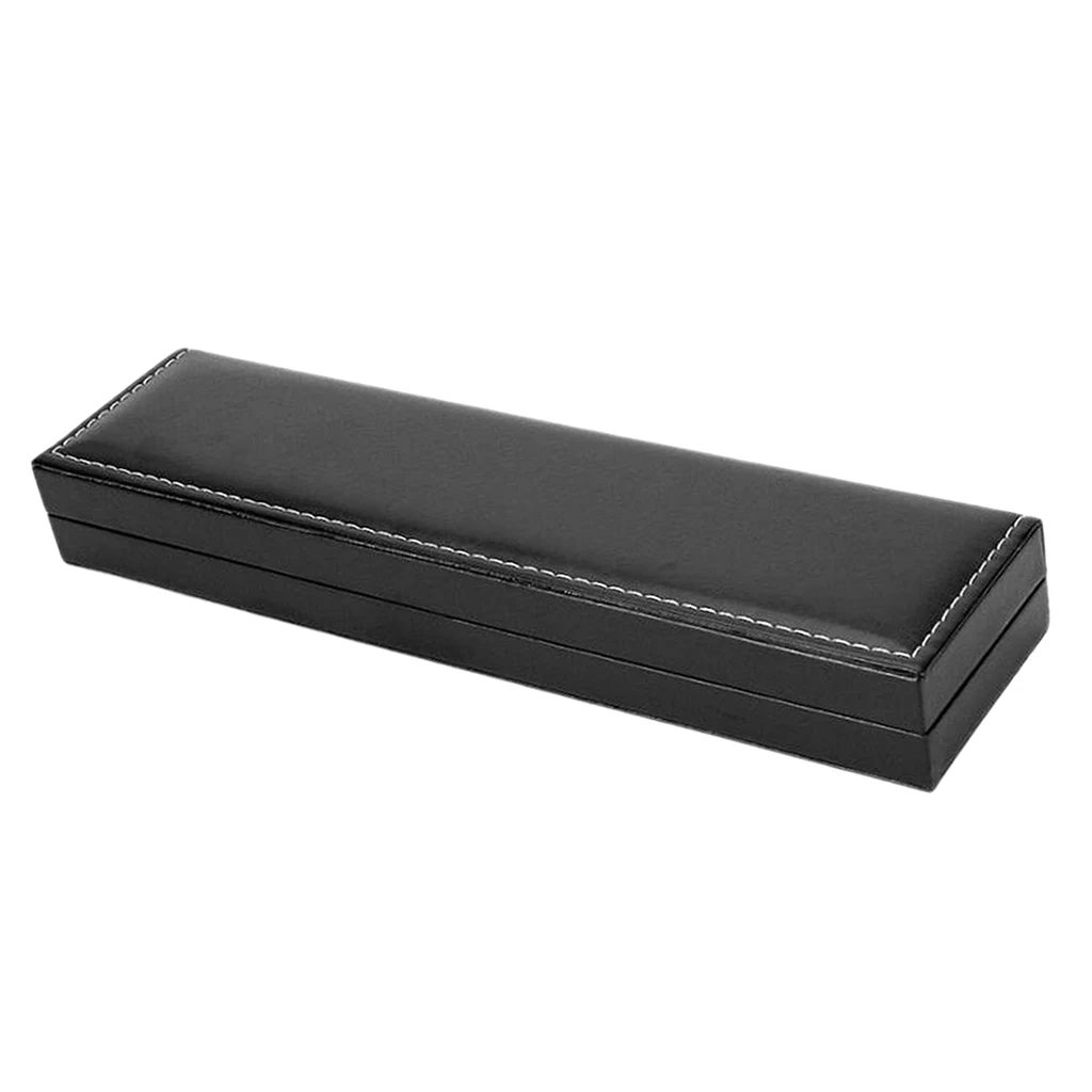 Wristwatch Chain Necklace Bracelet Rectangle Box Leather Velvet Cover Case PU Leather with Stitch Line