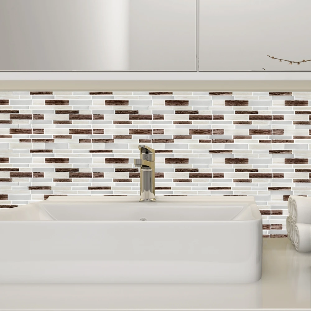 Vividtiles Peel And Stick настенная плитка микс коричневый Marblemosaic клей стикер s DIY ванная