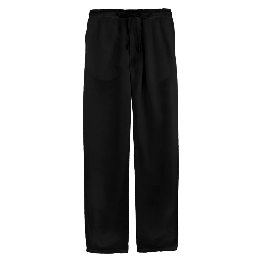 На завязках льняные брюки для Для мужчин Для Мужчин's новые летние Стиль просто следуете модным трендам натуральный хлопок и лен брюки мужские - Цвет: Black