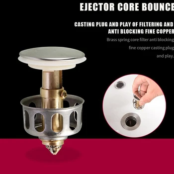 

2 In 1 Shower Floor Sink Wash Basin Bounce Drain Filter Push-type Bounce Core Leaking Plug Accessories Trap Hair Catcher Faucet