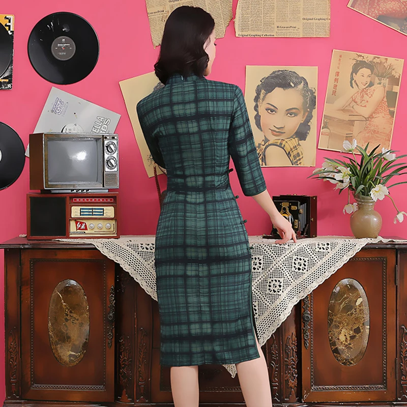 Женский Высокий разрез пикантное платье Qipao с коротким рукавом, длинное вечернее платье, красный плед, китайский женский халат со стоячим воротником, с цветочным принтом, большие размеры 3XL 4XL