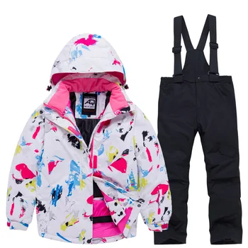 

Kids Winter Skiing Set Windproof Waterproof Children Warm Jackets And Overalls Snow Suit For Girl 6 8 10 12 14 Snowboard Coat