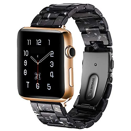 Ремешок из смолы для Apple watch band 44 мм 40 мм iwatch 4 3 2 band 42 мм 38 мм Пряжка из нержавеющей стали антикерамический браслет для часов - Цвет ремешка: black bloom