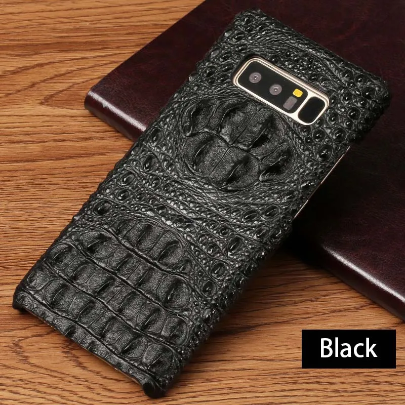 Black Телефонные чехлы для Samsung Galaxy S6 S7 S8 S9 S10 плюс головы крокодила текстура чехол для Note 8 9 A5 A7 A8 J3 J5 J7 чехол - Цвет: Black