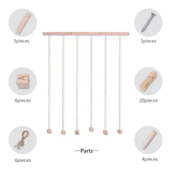 

OOTDTY Wood Photo Display Hanging Picture Frame with 20 Clips String Pendant DIY Home Bedroom Wall Decoration