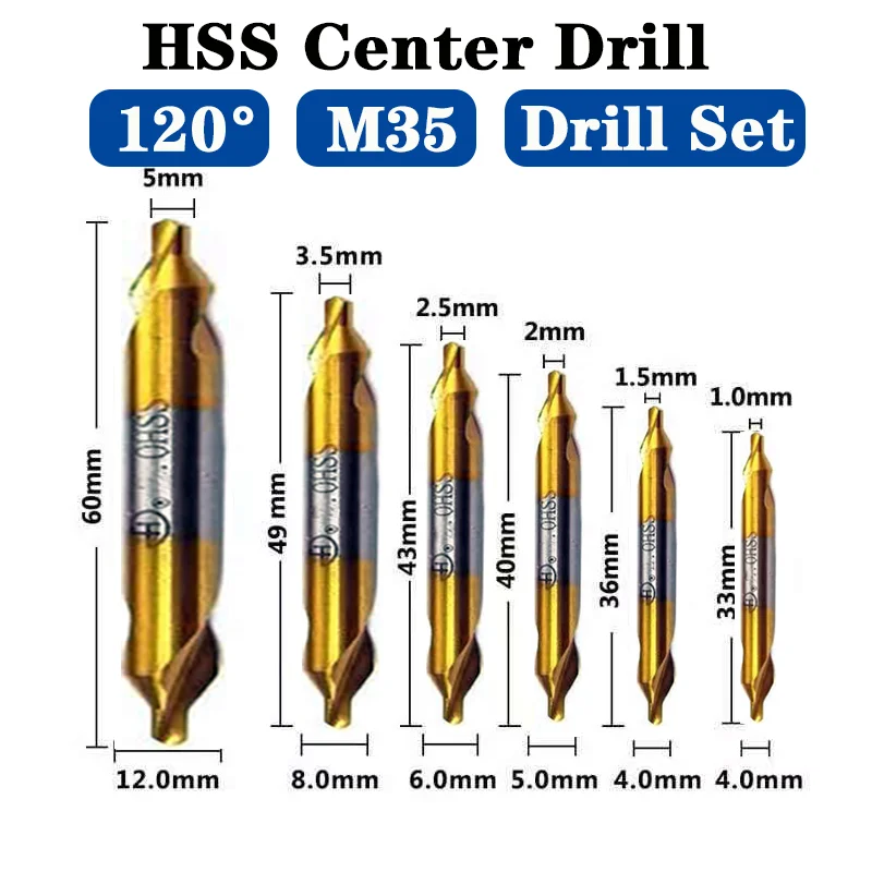 Center Drill 60 Degree Bit Hss 2mm Drill Hole Centering Dril Cutter