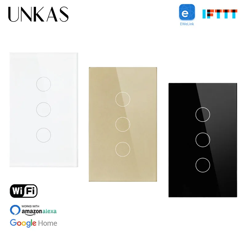 Выключатель настенный сенсорный Wi Fi 3 клавиши 1 канал|Выключатели| |