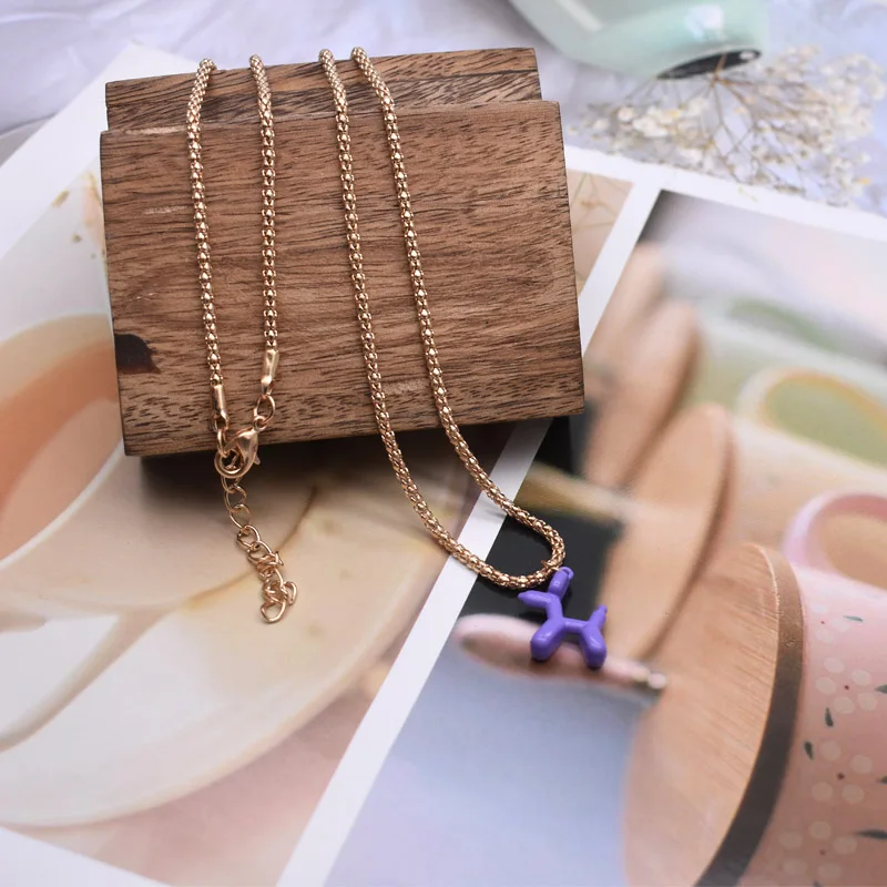 Collar con colgante de perro y globo de dibujos para mujer y niña, cadena oro, bonito y moderno, joyería|Collares colgantes| AliExpress