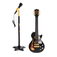 Горячая гитара музыкальный инструмент игрушки с подставкой микрофон развивающие Музыкальные Развивающие игрушки для детей Рождественский подарок