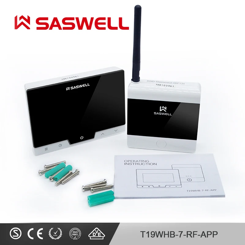 SASWELL Wi-Fi термостат контроллер температуры приложение для смартфона с плоской задней стеной крепление комнаты беспроводной Программируемый терморегулятор