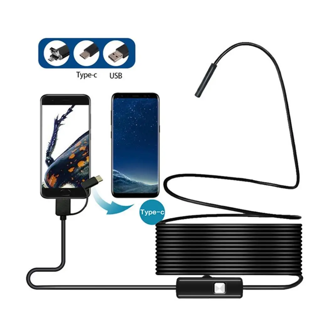 3 в 1 Практичный Водонепроницаемый мини на кнопке 3 см-10 см камера USB 2,0, тип-c, Android IP67 инспекционный эндоскоп