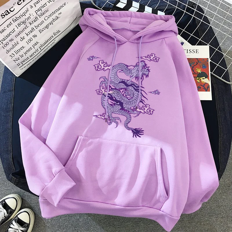 Женская толстовка с капюшоном красивые Топы в стиле хип-хопа Kawaii Ullzang Harajuku Дракон