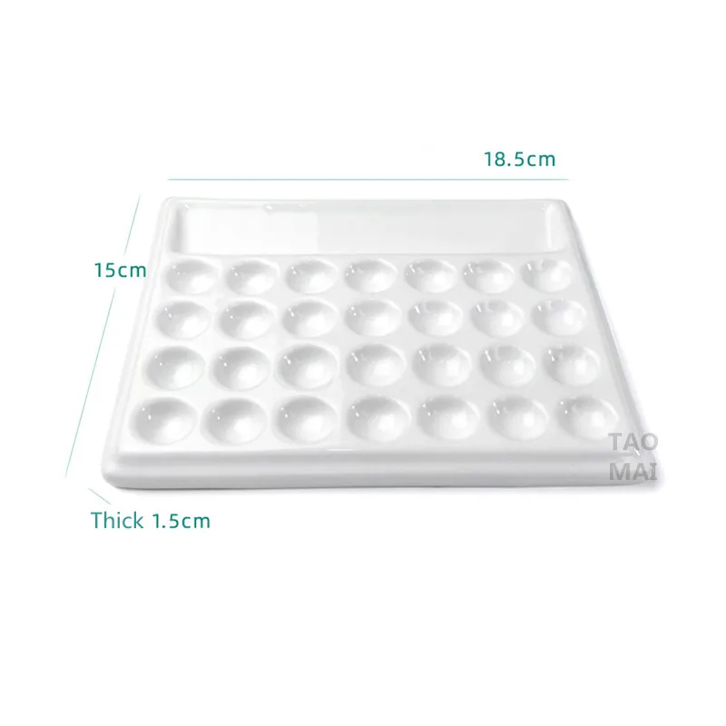 Watercolor Palette Ceramic Watercolor Palette Rectangular 28-hole/18-hole Palette Paint Plate Watercolor Gouache Paint Plate Painting Art Supplies