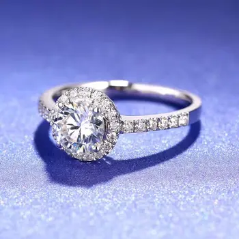 

2 Carat 18K White Gold Moissanite Diamond Ring Round Crown Heart Women Wedding Party Engagement Anniversary Ring 2Ct VVS D Color