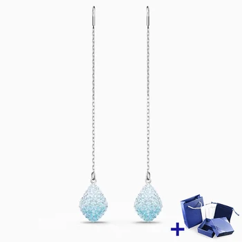 

High Quality Original SWA Earrings with Original Engraved Fashion Elegant Long Line Earrings Women Jewelry Gift Free Shipping