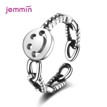 

New 925 Sterling Silver Retro Simle Face Rings For Women Fashionable Thai Silver Opening Ring Party Jewelry