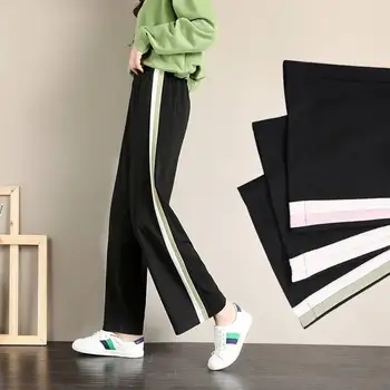 

Plus velvet / no plus velvet High waist drape wide leg pants female autumn and winter casual sports pants straight nine pants