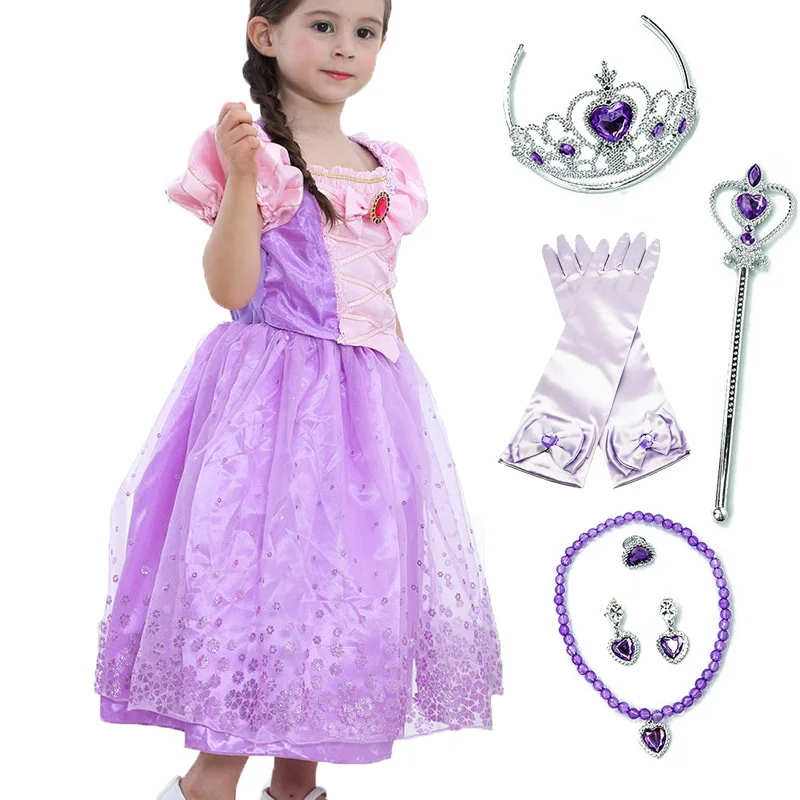 Платье принцессы Софии для девочек; детская одежда с расклешенными рукавами; Детский карнавальный костюм для дня рождения; карнавальный костюм и аксессуары для париков