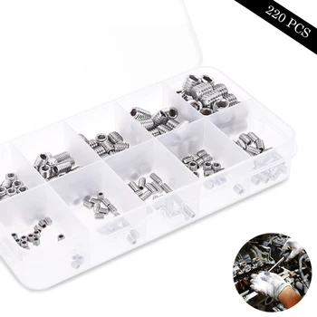 

220pc Hex Socket Screws stainless Steel Headless Screws Include M3 M4 M5 M6 M8 each of 22pcs for Handymen Woodworking Furniture