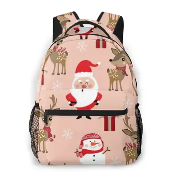 

OLN Backpack Women Shoulder Bag For Teenage Girls Cute Christmas Santa Claus Bagpack Female Ladies School Backpack