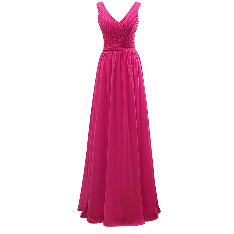 A Line Chiffon V Neck Pleat Off Shoulder Bridesmaid Dresses Wedding Party Evening Formal Prom Floor Length Lace Up Back