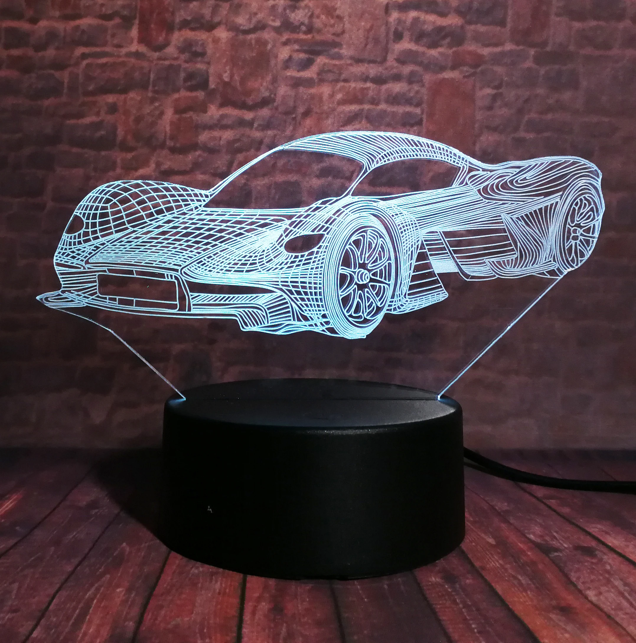 Мужской крутой современный автомобиль Ferrari креативный 3D гоночный автомобиль ночник 7 цветов Изменение с дистанционным 3D Оптическая иллюзия бутылка для освежителя воздуха
