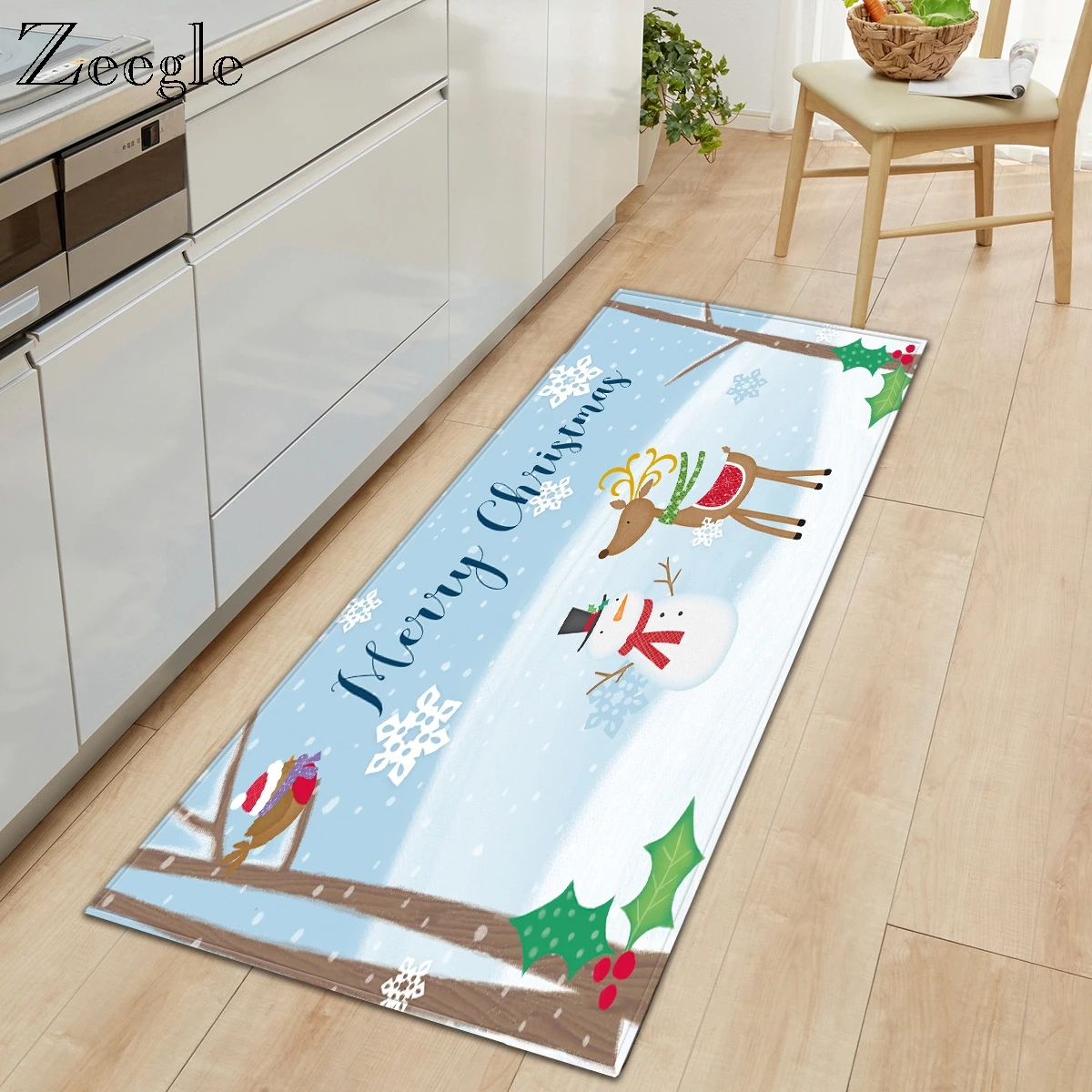 Zeegle Christmas Rugs and Carpets for Home Living Room Anti Slip Bathroom Doormat Shower Mat Absorbent Sofa Bedside Carpet Mat