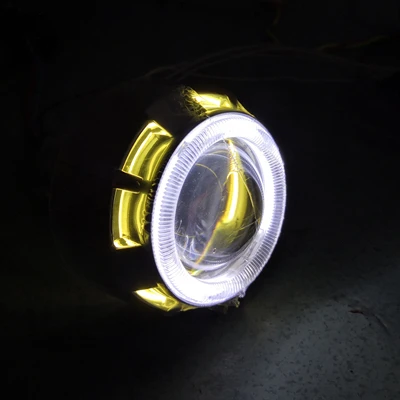 white yellow 2,0 дюймов 35 Вт автомобиль и мотоцикл H1 H4 H7 би-ксенон HID проектор объектив мотоцикл Противотуманные фары двойной CCFL ангельские глазки с балластом - Цвет: white yellow