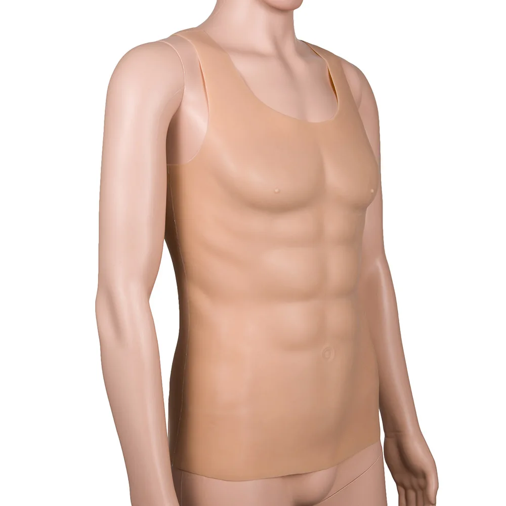 

2019 New Silicone Muscle Man Fake Firm abs Six-pack V line abs Boxing Artificial Simulation Muscle for Men Corset Cosplay Shaper